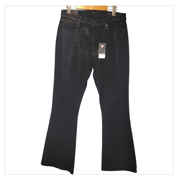 Guess Denim - GUESS Womens Black Coated High Rise Sexy Flare Jeans NWT